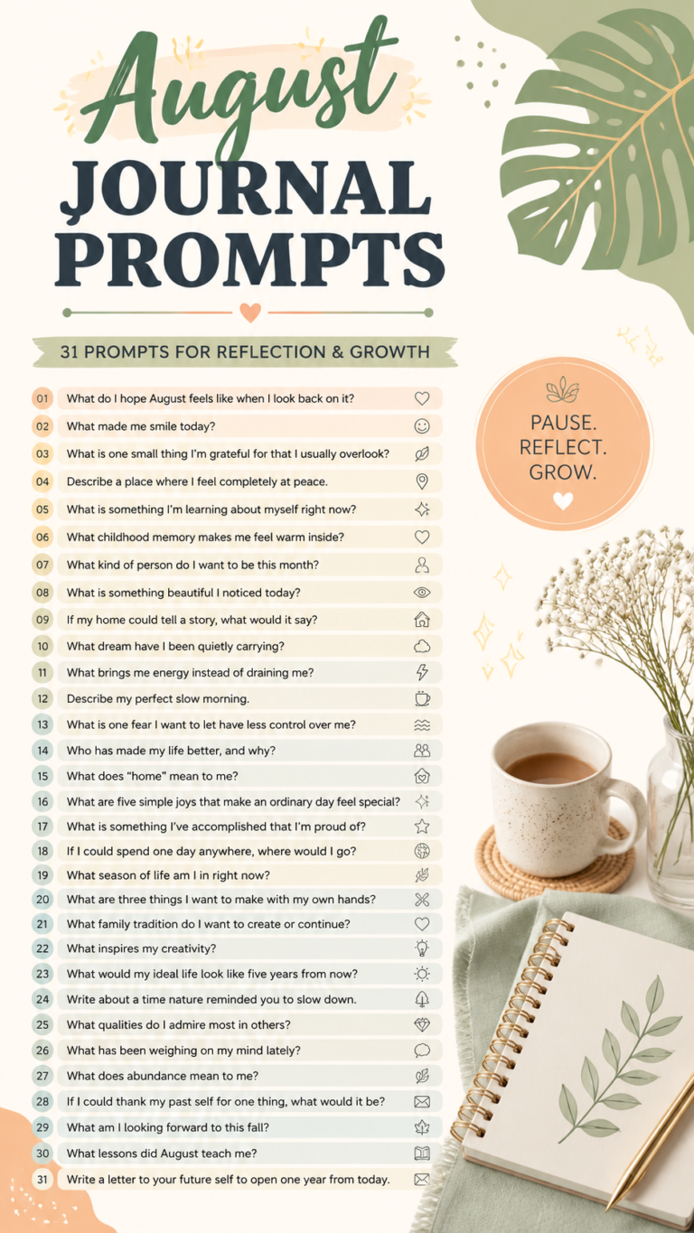 31 August Journal Prompts for Self Reflection, Growth  Mindfulness