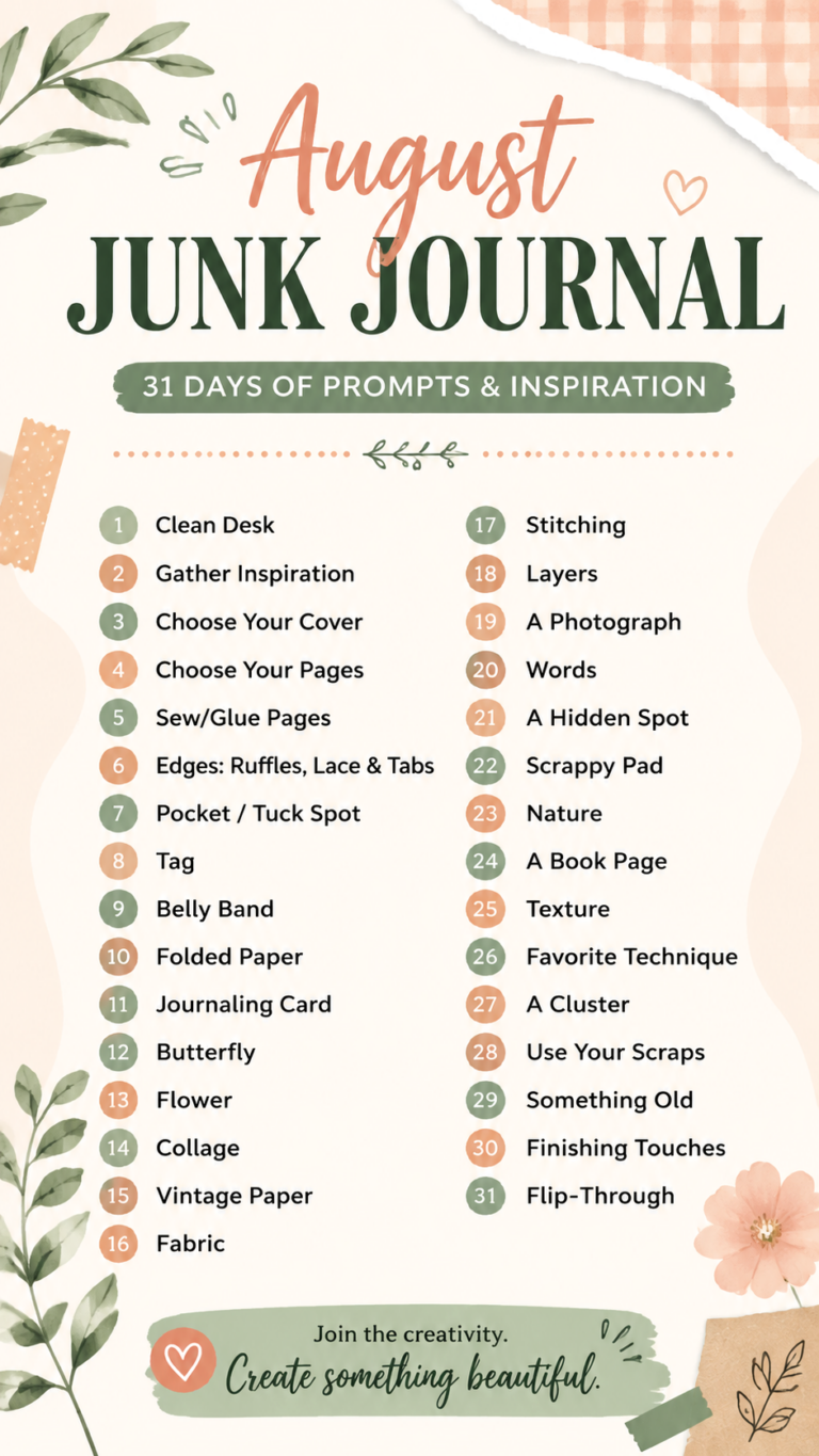 31 Days of August Junk Journal Prompts  Creative Journal Ideas  Inspiration