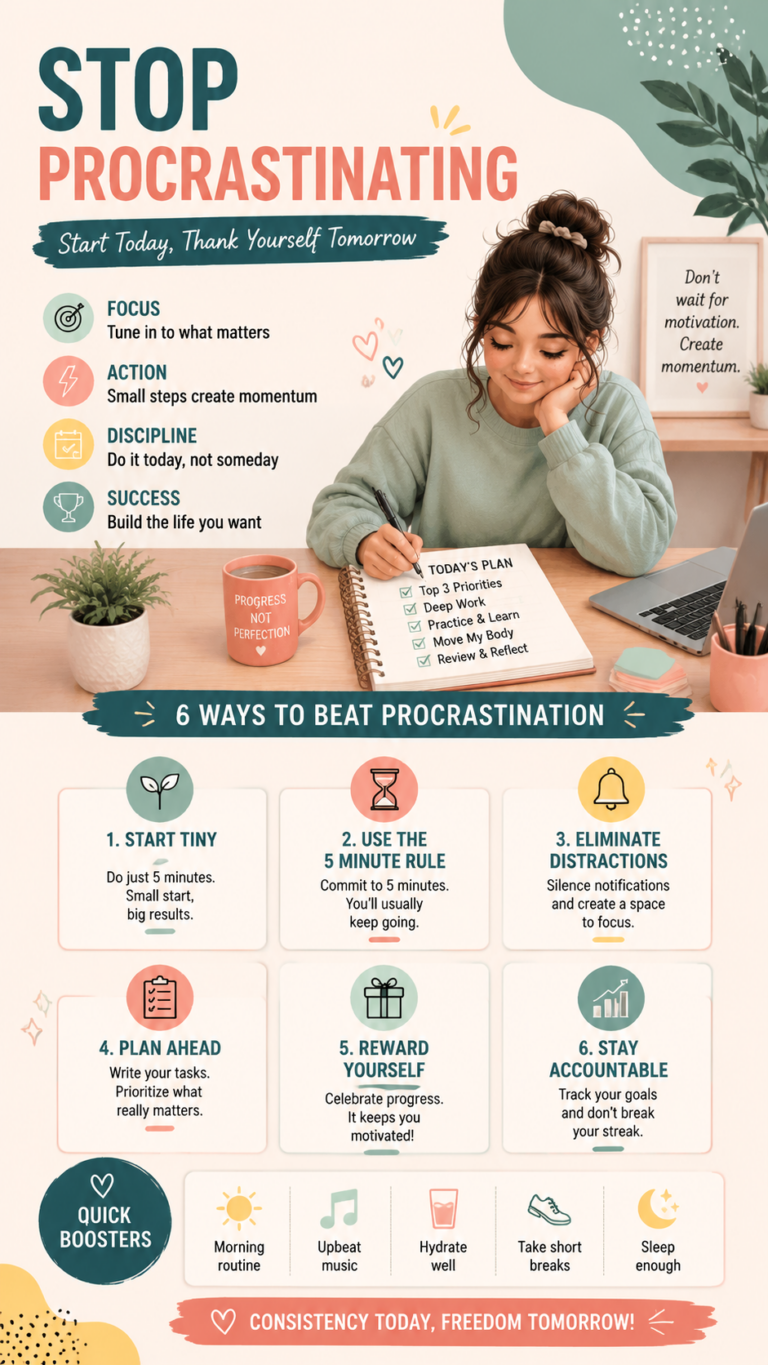 Beat Procrastination Study Guide  Student Productivity Planner  NEET Exam Tips