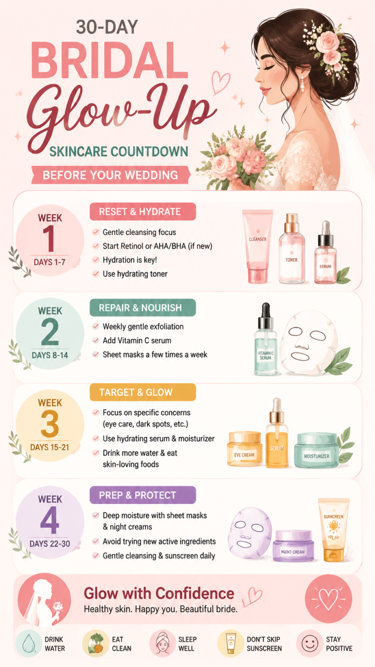 30-Day Bridal Glow Up Skincare Routine Before Your Wedding
