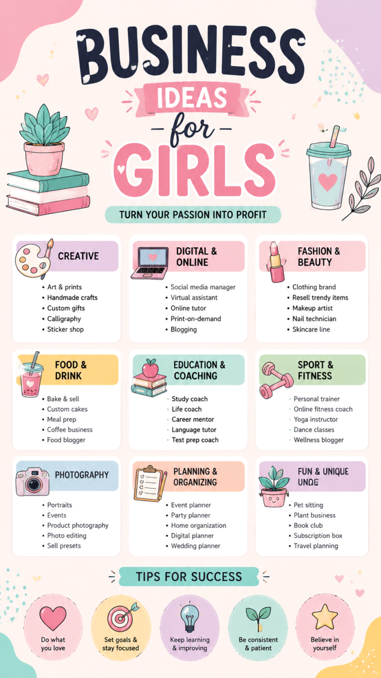 50 Business Ideas for Girls to Start an Online Side Hustle