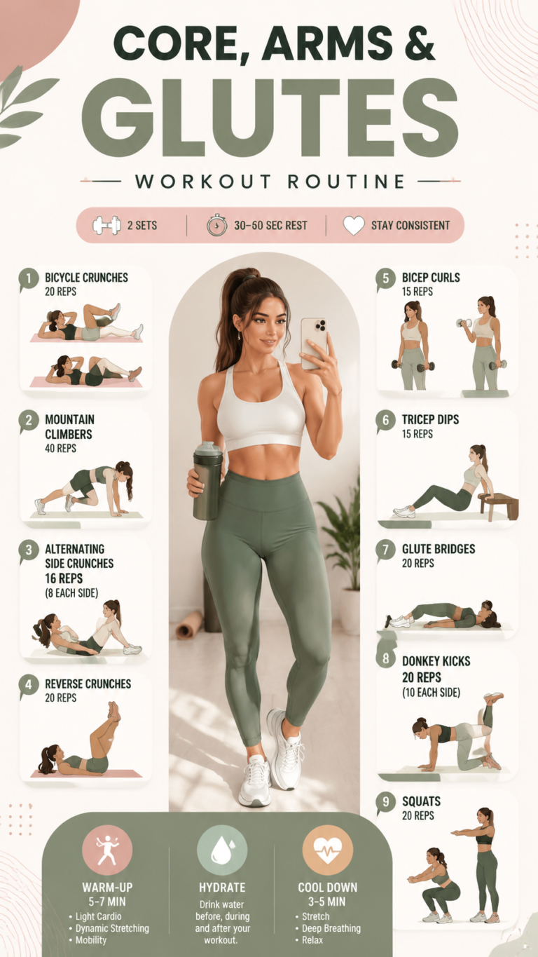 9-Exercise Core, Arms  Glutes Workout Routine for Strength  Toning