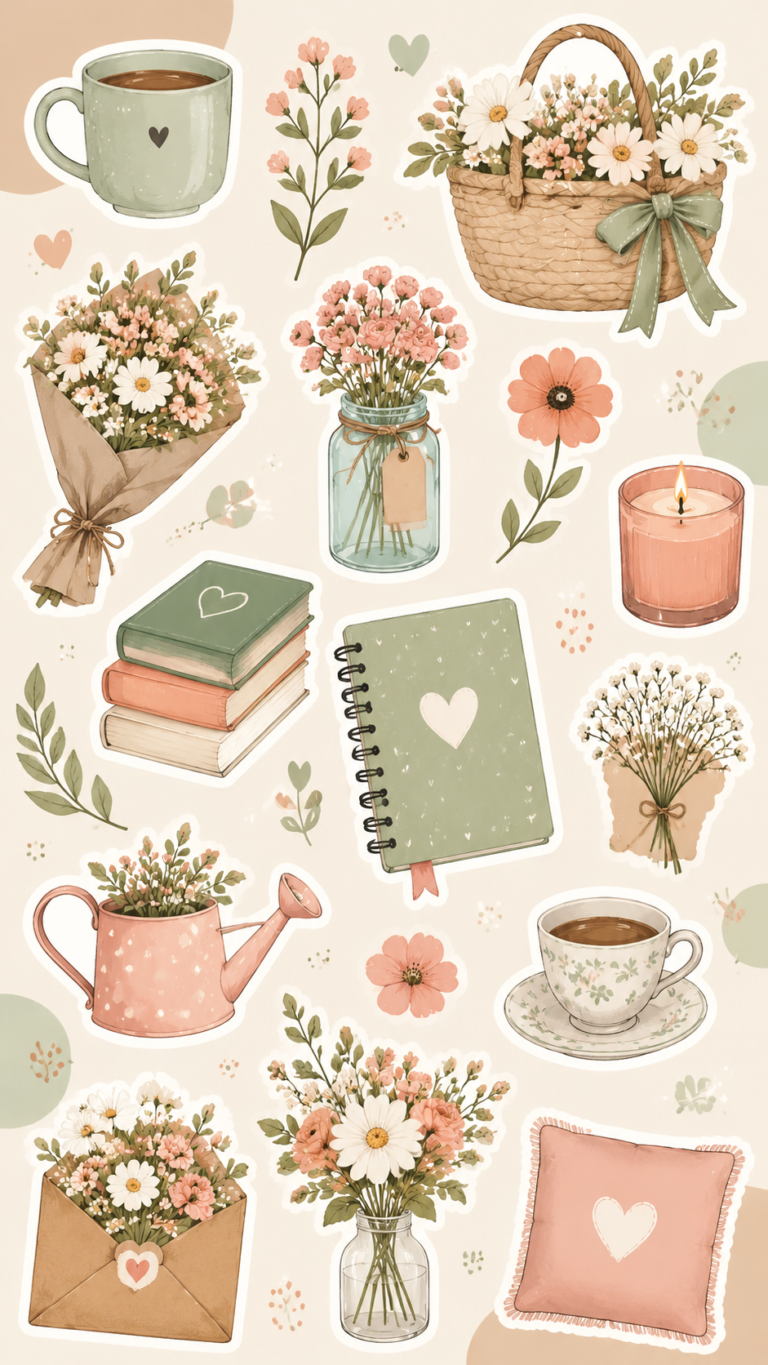 Vintage Floral Sticker Pack  Cottagecore Journal Stickers  Printable Scrapbook