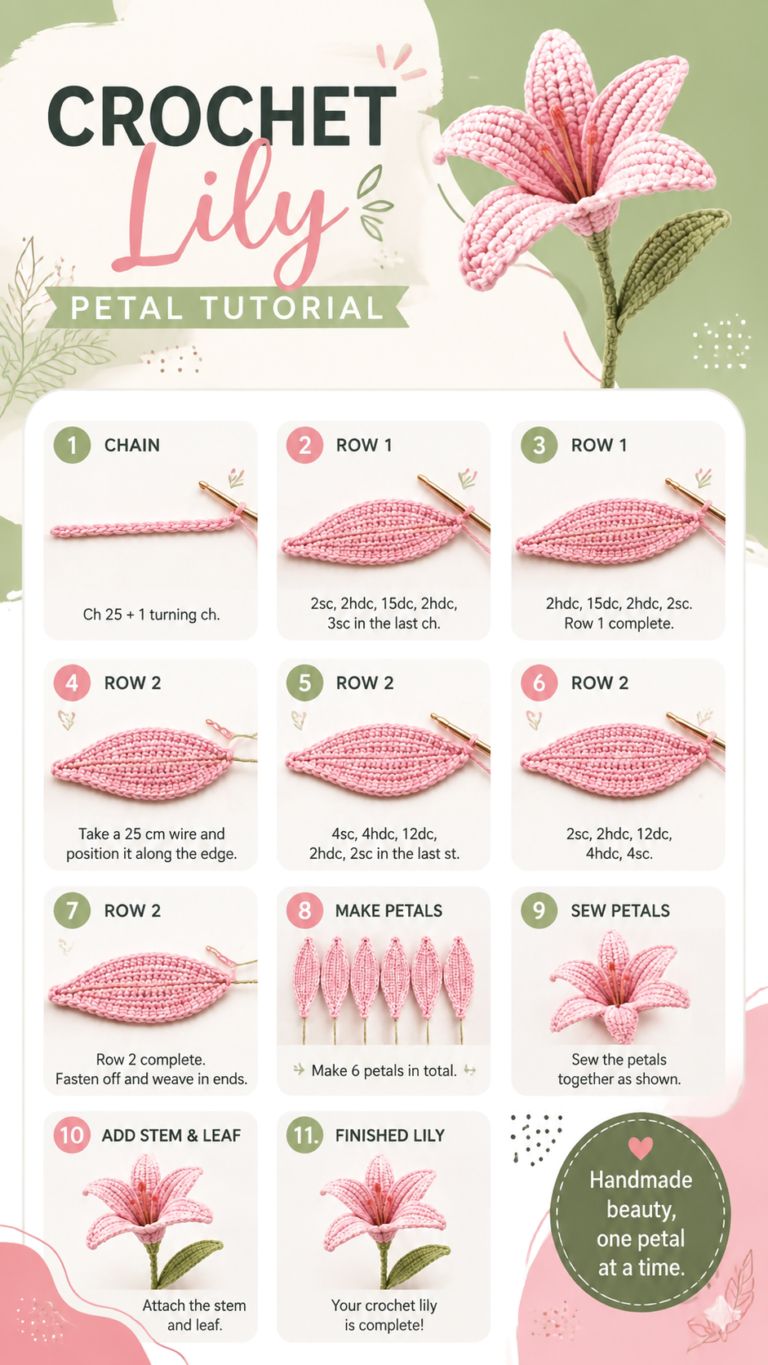Crochet Lily Flower Tutorial  DIY Handmade Crochet Pattern  Petal Guide