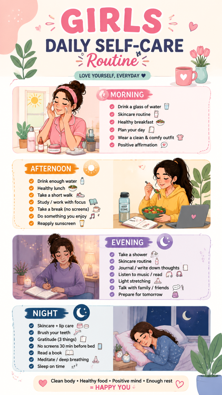Daily Self Care Routine for Girls Glow Up Habits  Wellness Tips