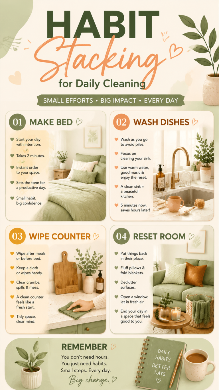 Daily Cleaning Habit Stacking Ideas  Simple Cleaning Routine  Checklist