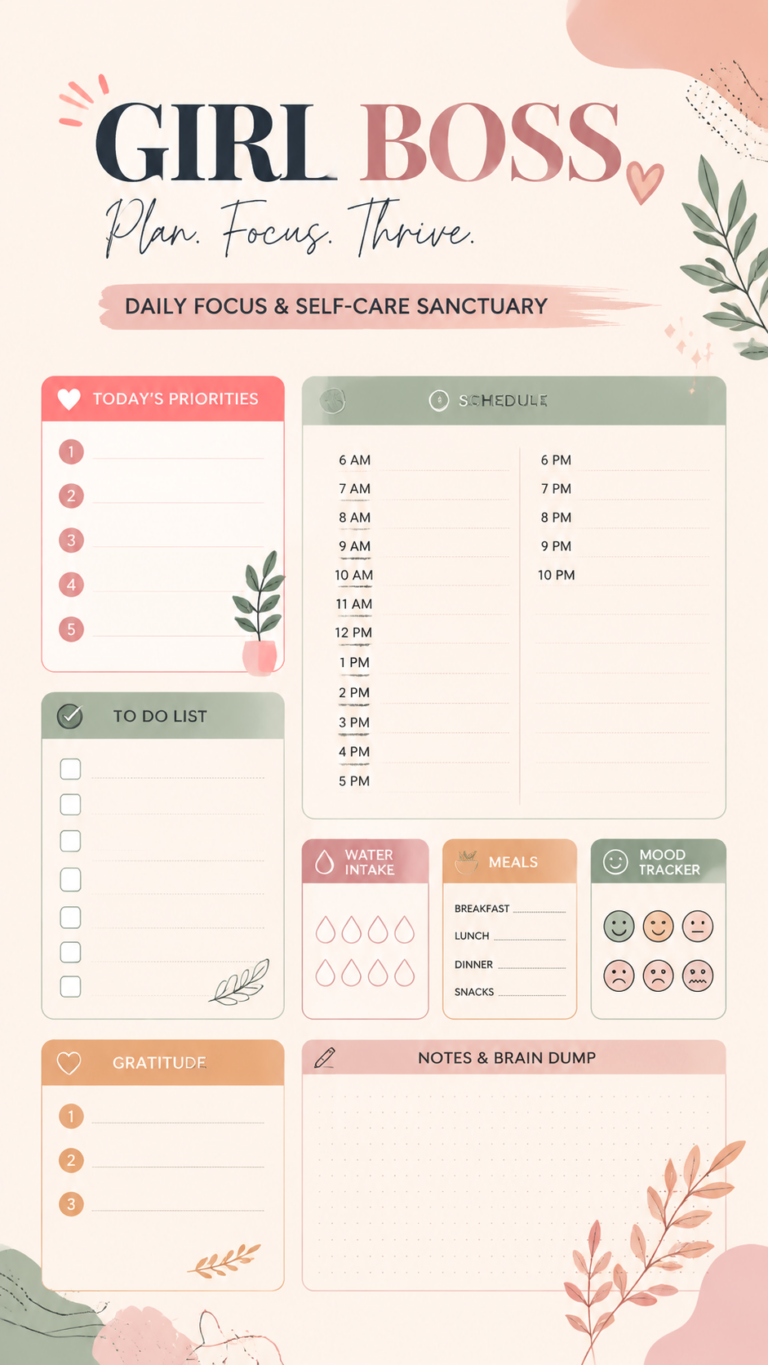 Aesthetic Daily Planner  Soft Girl Routine  Productivity Glow Up