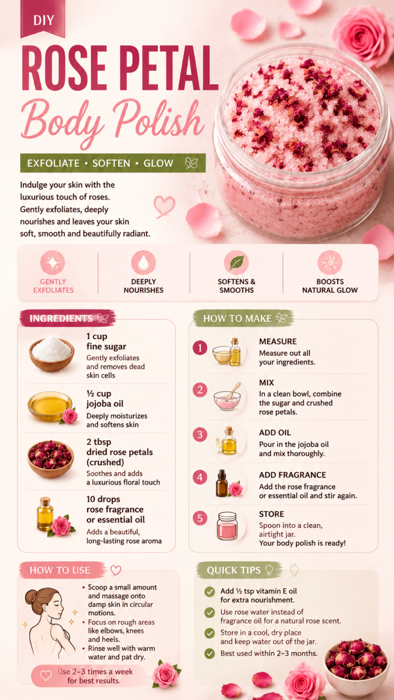 DIY Rose Petal Body Polish Recipe for Soft, Glowing  Luxurious Skin