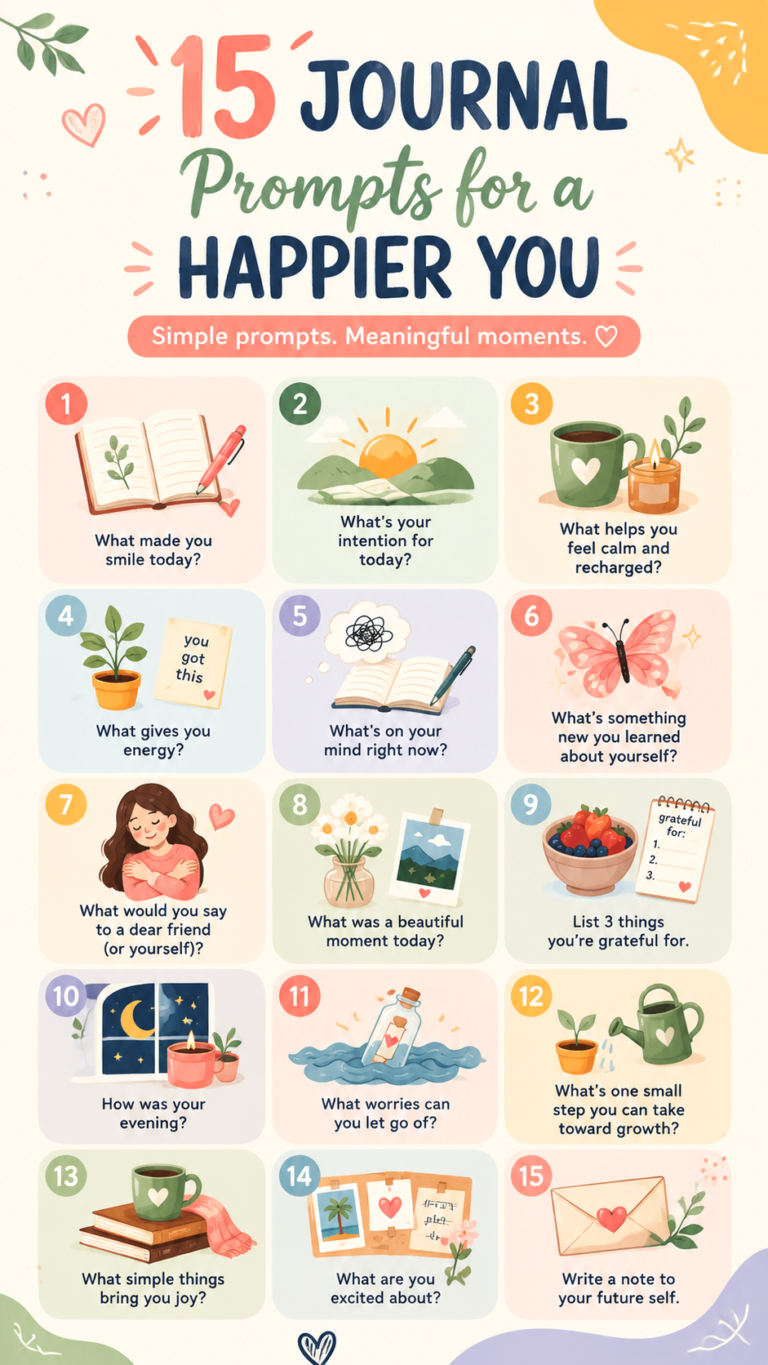 Daily Journal Ideas for Self Care, Gratitude and Personal Growth Journey