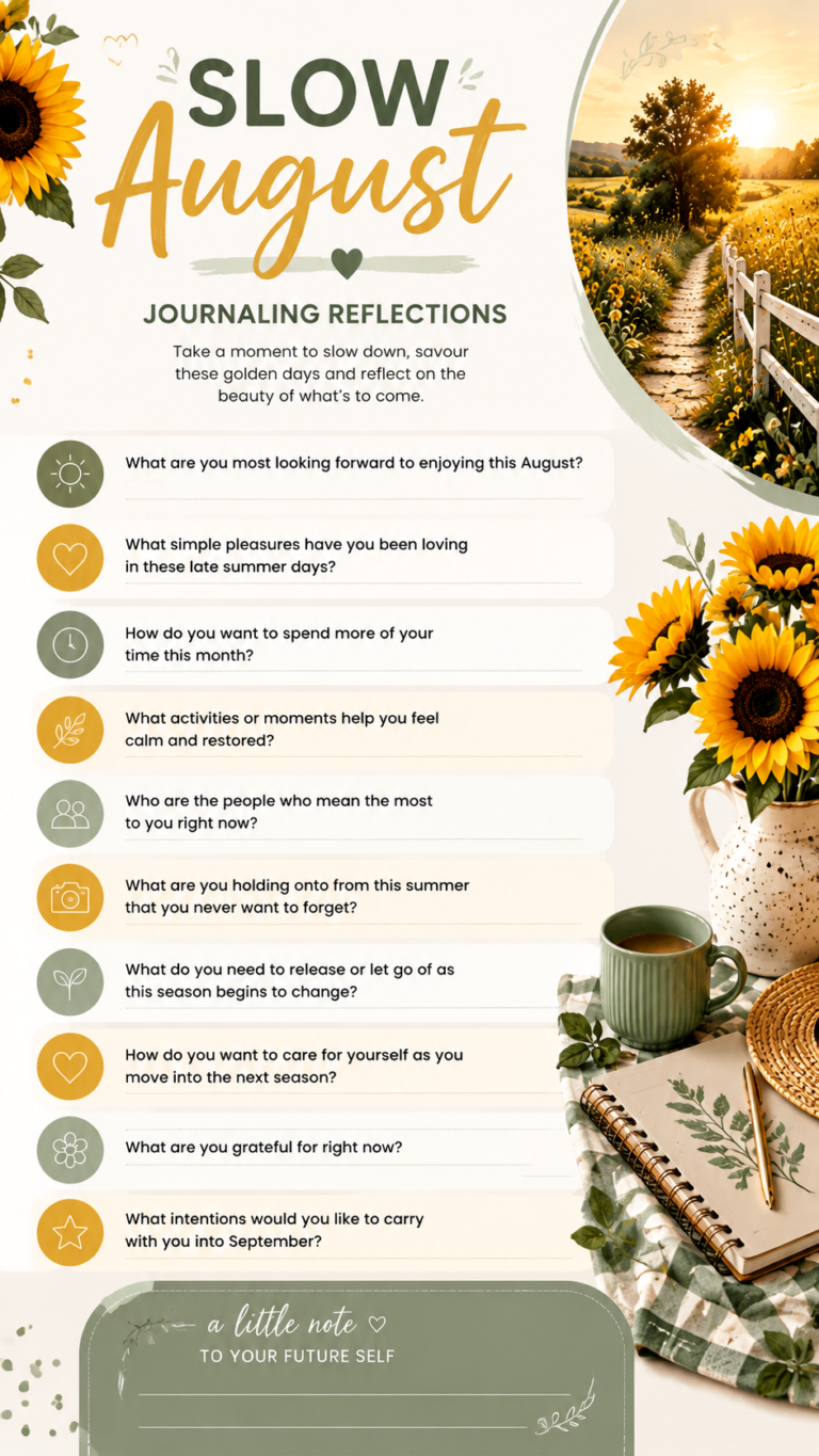 Slow August Reflection Journal Printable Calendar  Free Summer Planner Template