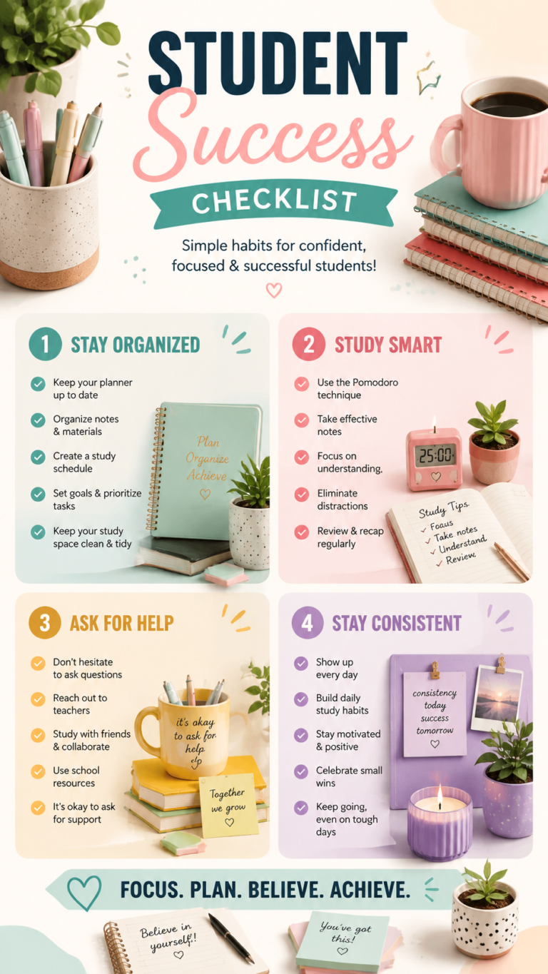 Student Success Planner Goals, Mindset  Exam Study Tracker