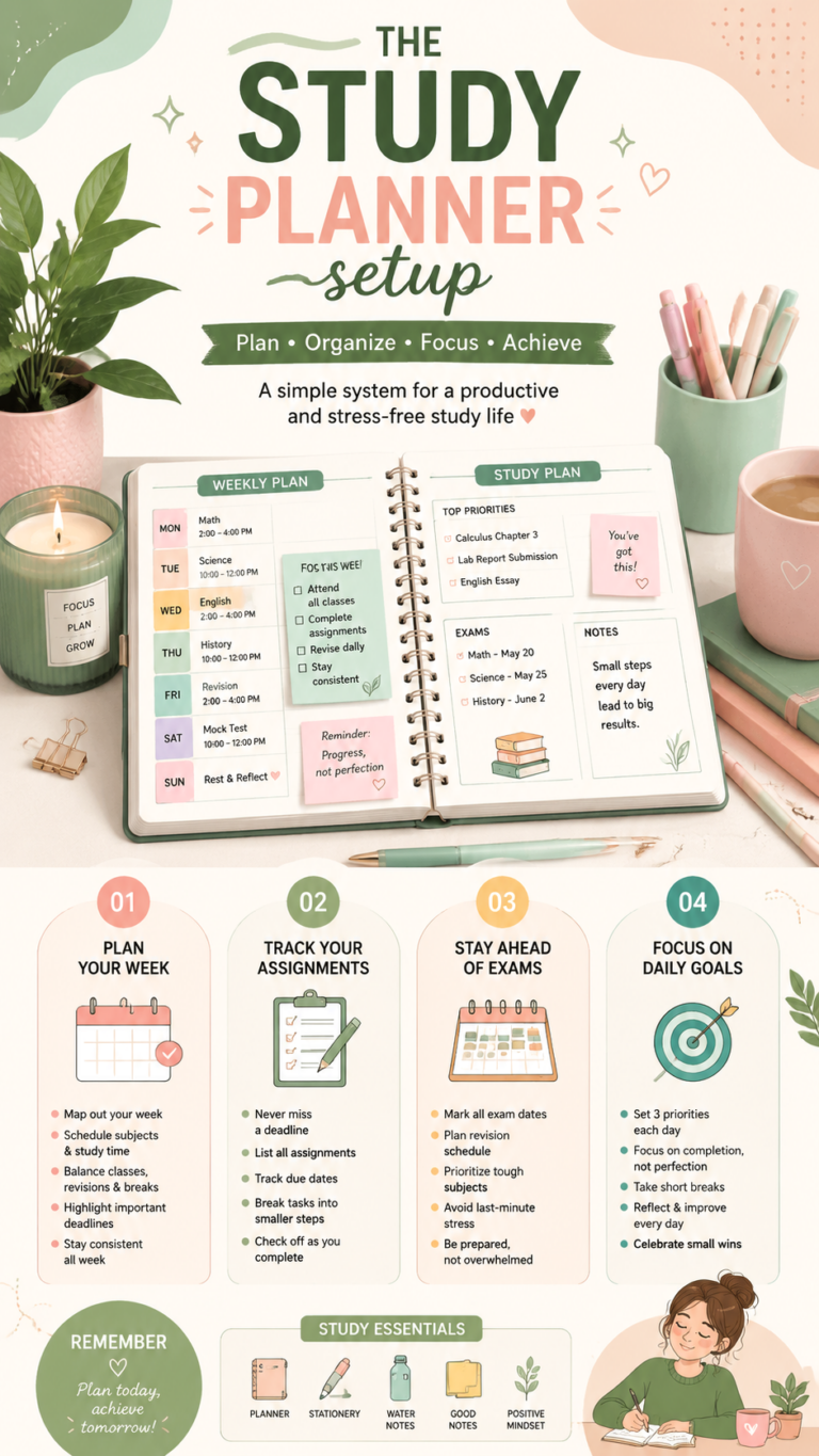 Study Planner Ideas Aesthetic Daily  Weekly Study Planner Setup