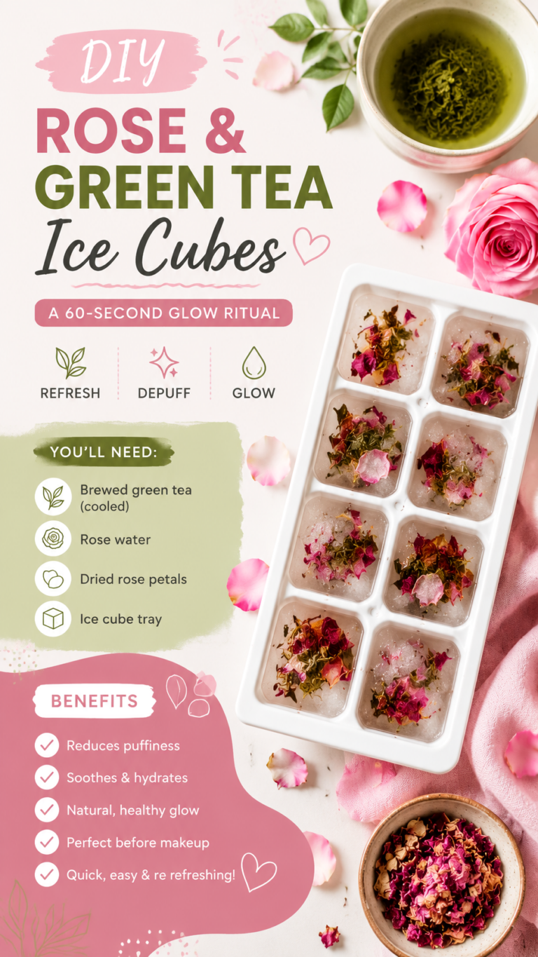 DIY Rose  Green Tea Ice Cubes for Glowing Skin  60-Second Beauty Ritual