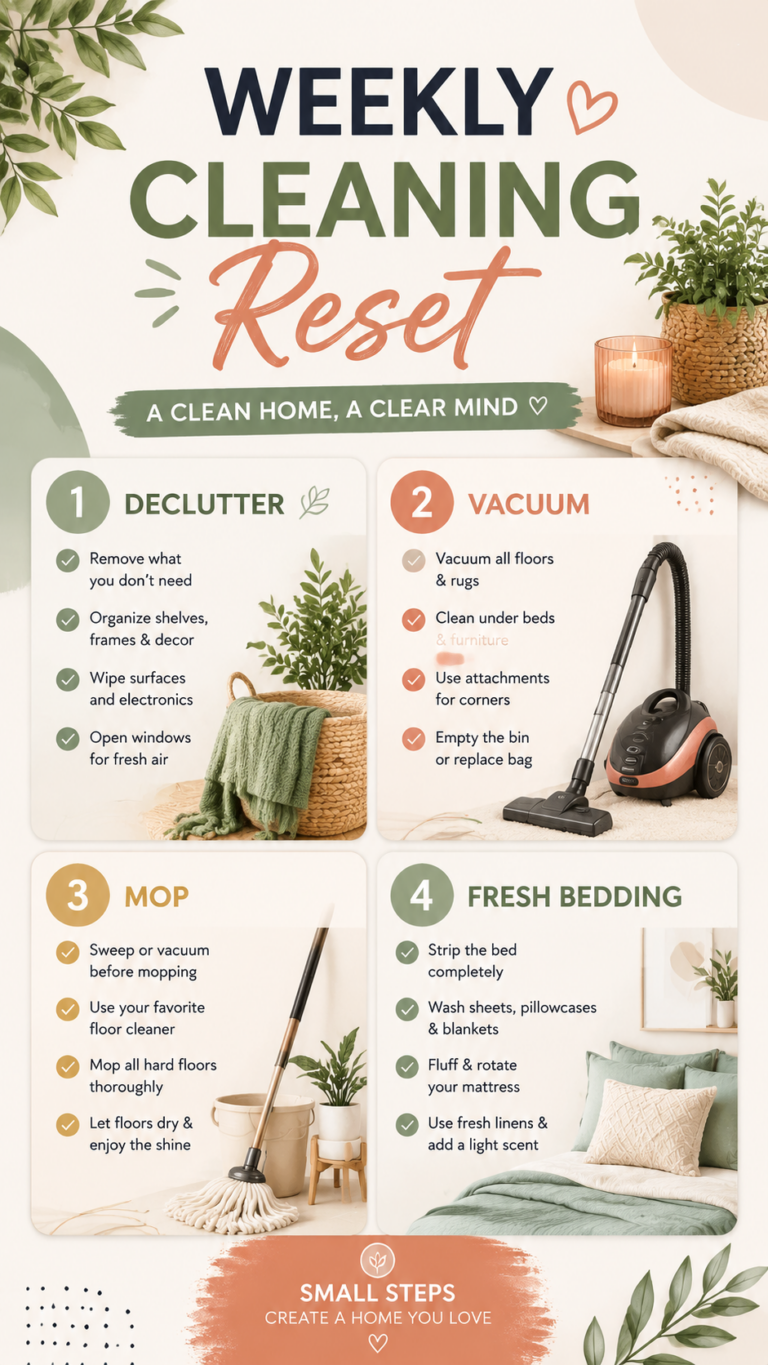 Weekly Cleaning Checklist  Schedule  Home Reset Planner
