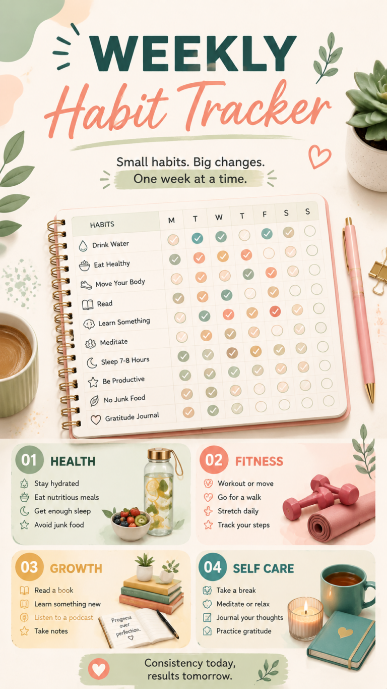 Aesthetic Weekly Habit Tracker Ideas  Planner  Atomic Habits Checklist