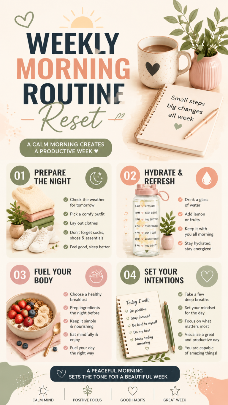 Weekly Morning Routine Checklist for a Sunday Reset  Productive Life Reset