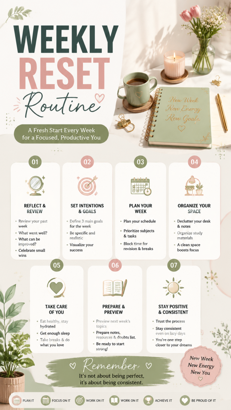Weekly Reset Routine Planner  Productivity, Goal Setting  Self Care Guide