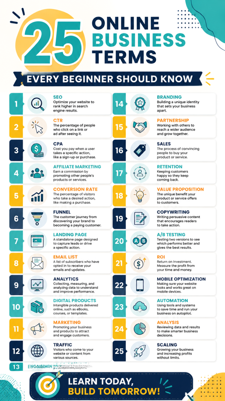 25 Online Business Terms Every Beginner Must Know for Success