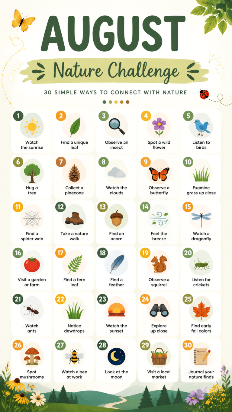August 2026 Nature Journal Calendar  Slow Seasonal Nature Activities