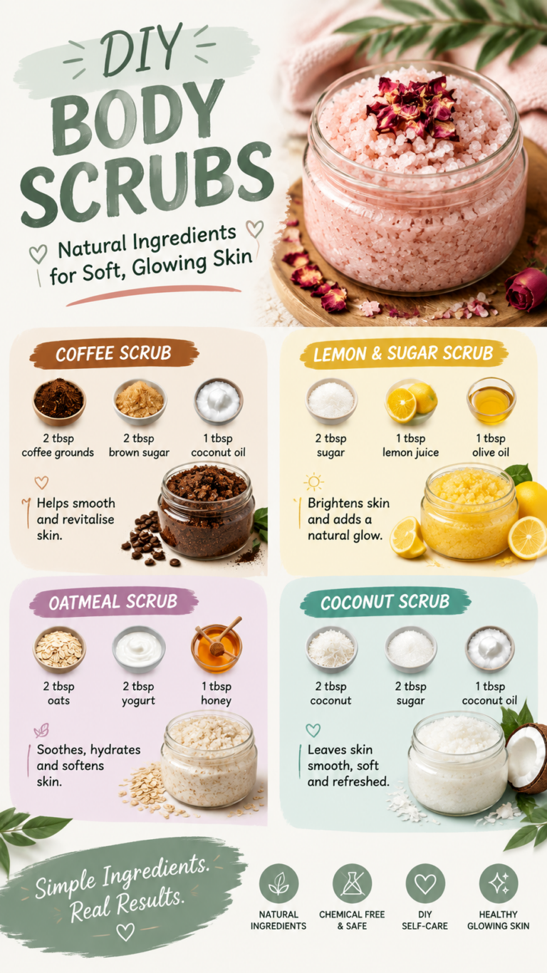 4 Easy DIY Body Scrubs Recipes  Natural Homemade Skin Care Ideas