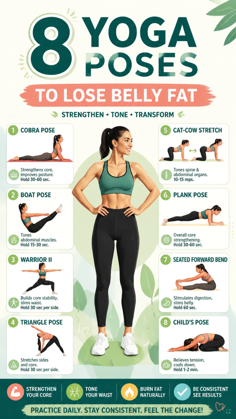 8 Yoga Poses to Lose Belly Fat  Tone Your Core  Flat Stomach Workout