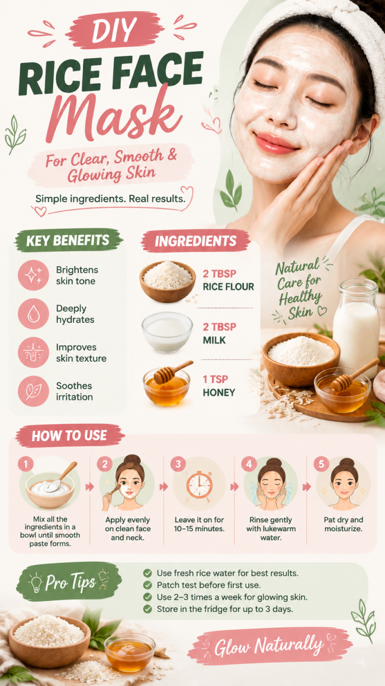 DIY Korean Rice Water Face Pack for Glass Skin  Natural Glow Mask