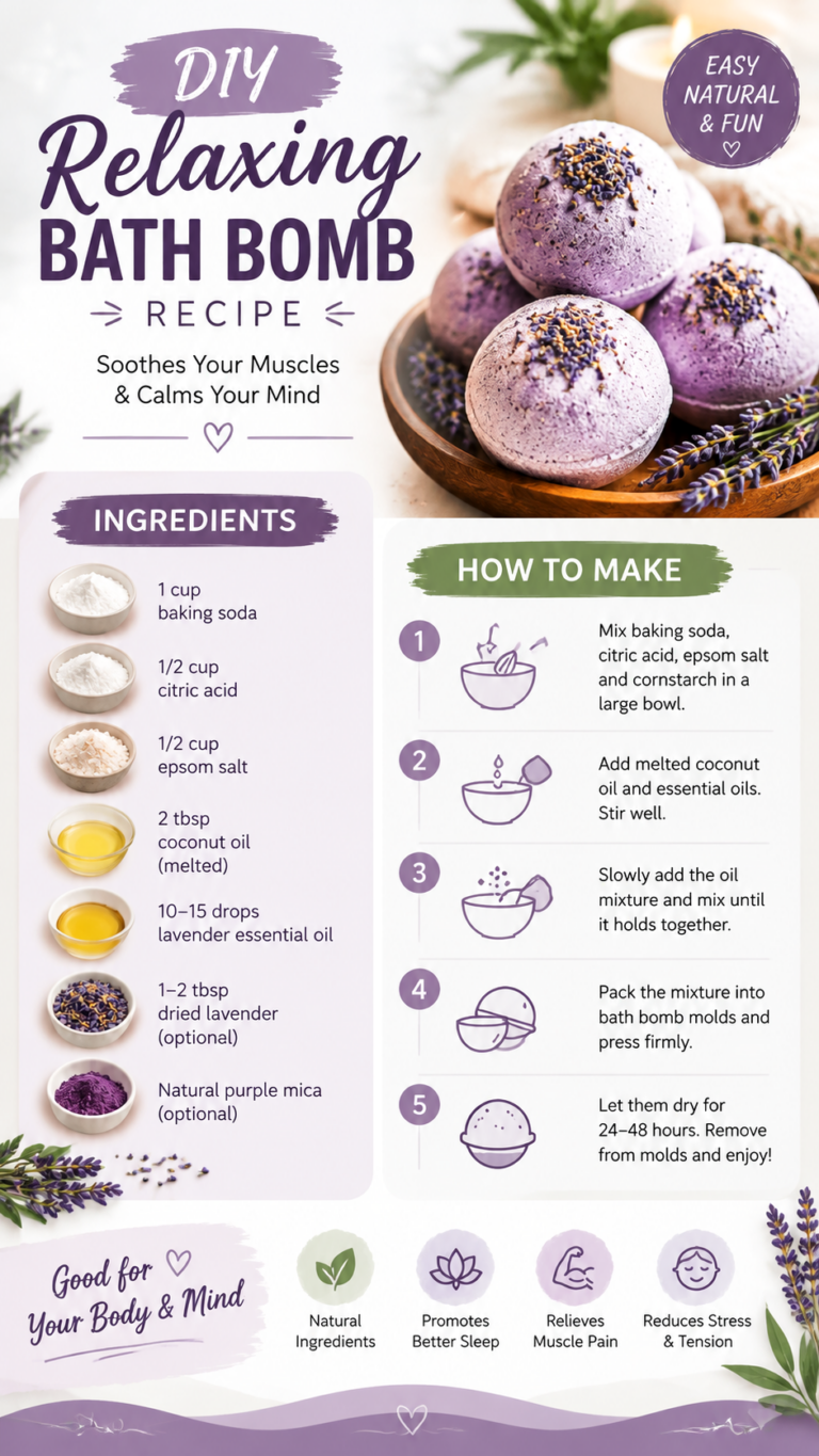 DIY Muscle Relief Bath Bomb Recipe  Lavender Relaxing Spa at Home
