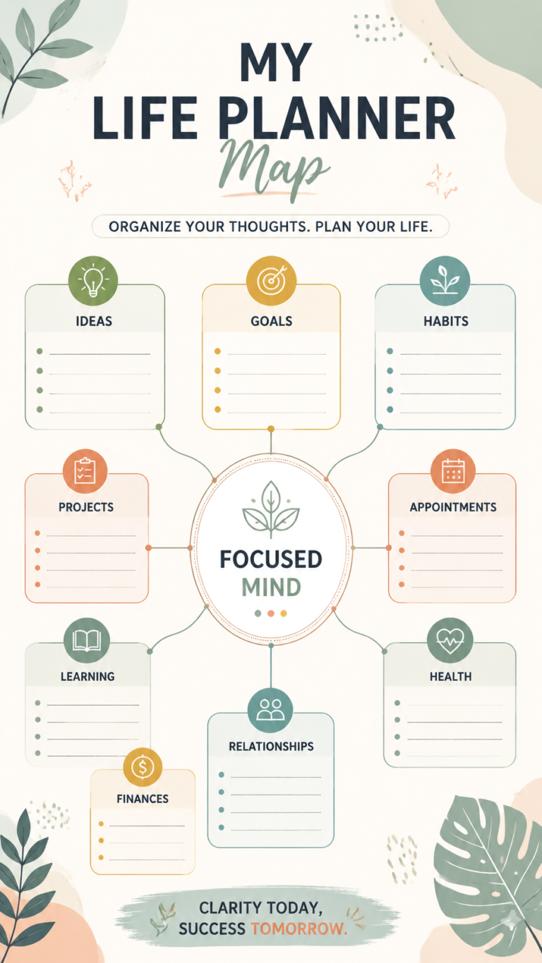 Minimalist Mind Map Printable  Productivity Planner  Brain Dump Worksheet