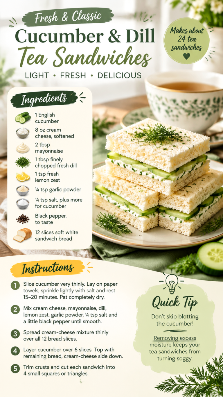 Classic Cucumber Dill Tea Sandwiches Recipe for Elegant Afternoon Tea Parties