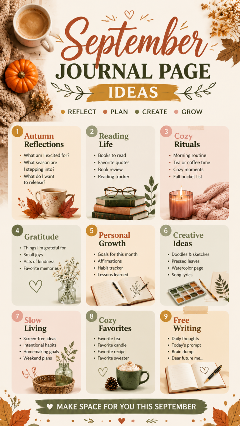 September Journal Ideas  Cozy Fall Journal Pages  Creative Inspiration