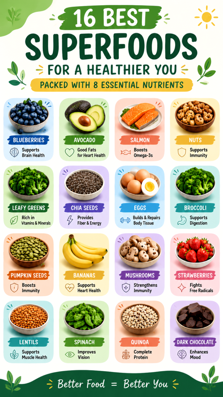 16 Best Superfoods Packed with Essential Nutrients for Healthy Eating