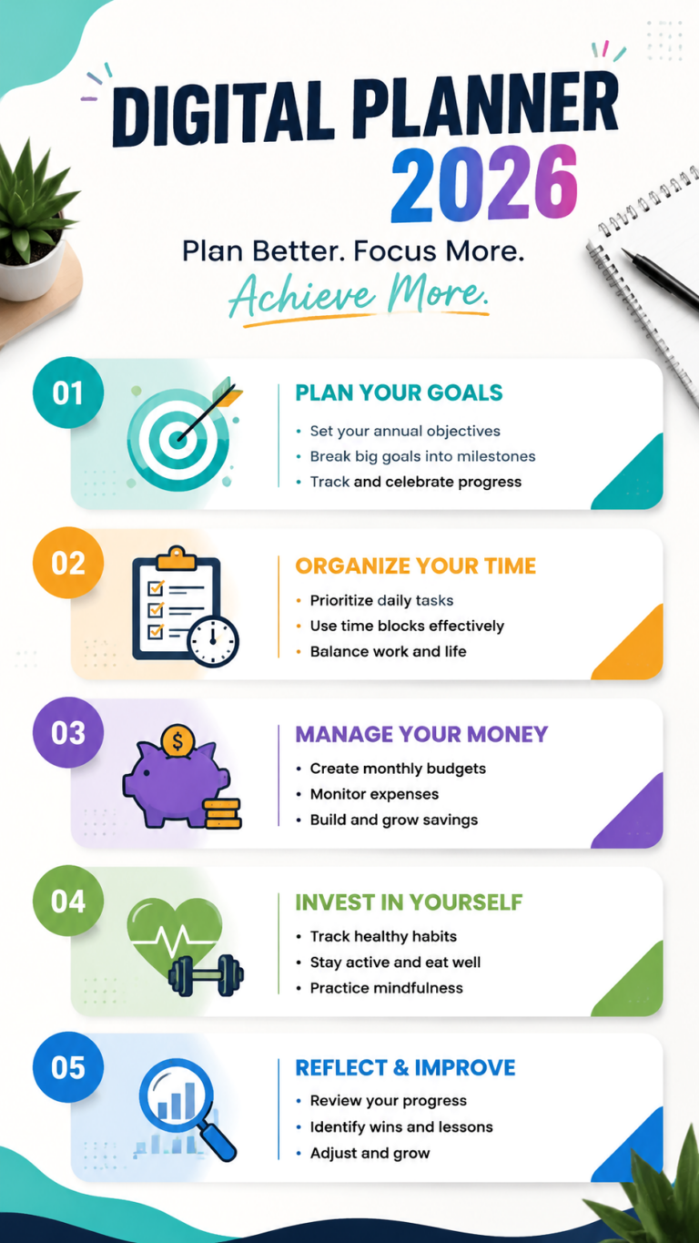 2026 Digital Planner Guide Plan Your Goals, Productivity  Success