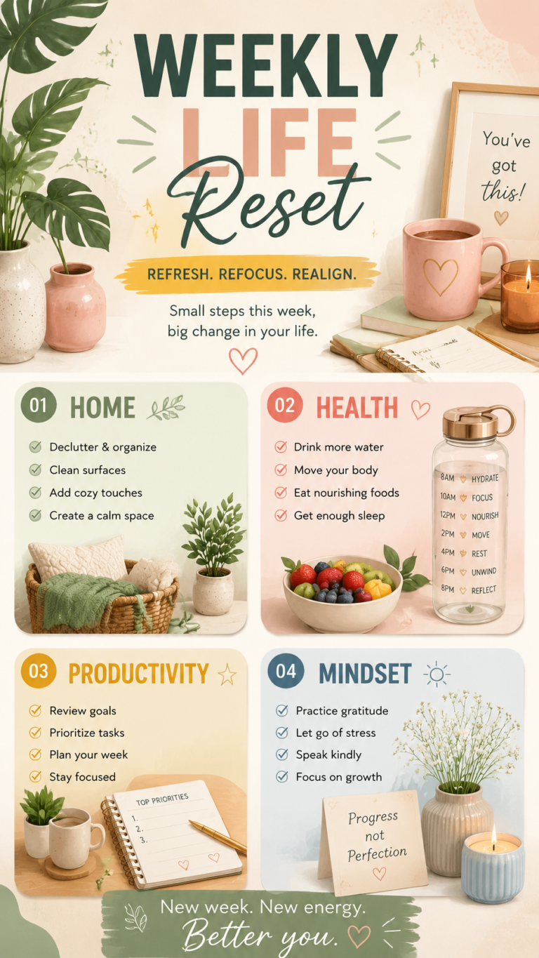 Weekly Life Reset Planner  Routine Checklist  Weekly Schedule