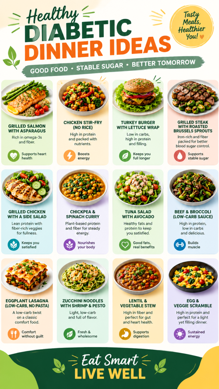 30 Diabetic Dinner Ideas for Stable Blood Sugar and Healthy Eating