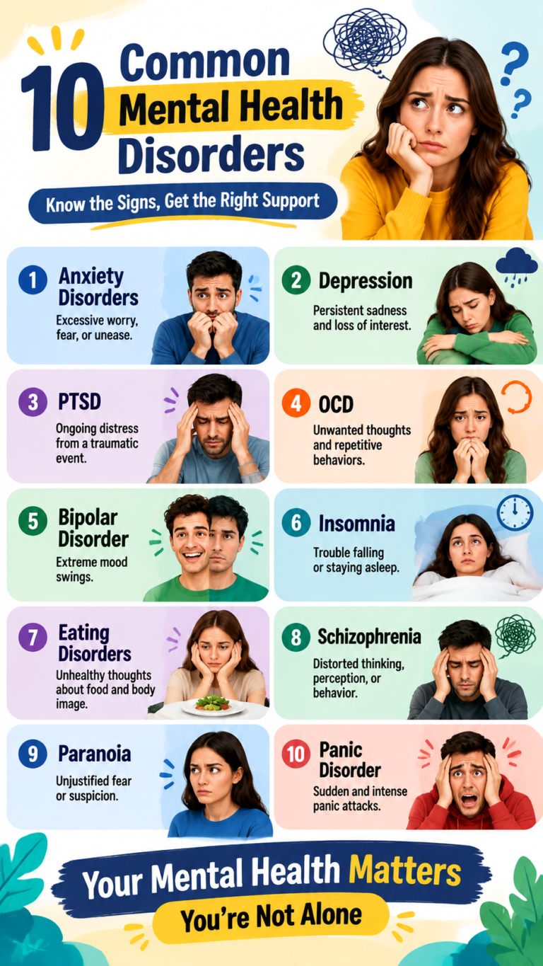 10 Common Mental Health Disorders Explained Symptoms, Signs, and Types