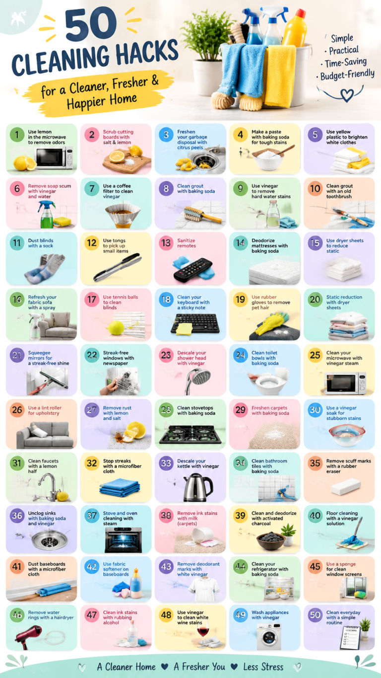 50 Cleaning Hacks for a Cleaner Home  Easy, Budget-Friendly Cleaning Tips  Tricks