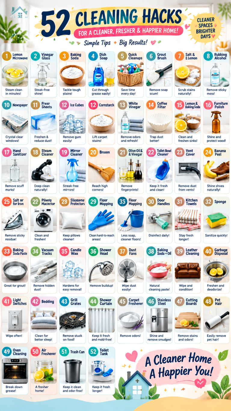 52 Cleaning Hacks for a Sparkling Home  Easy Cleaning Tips  Tricks