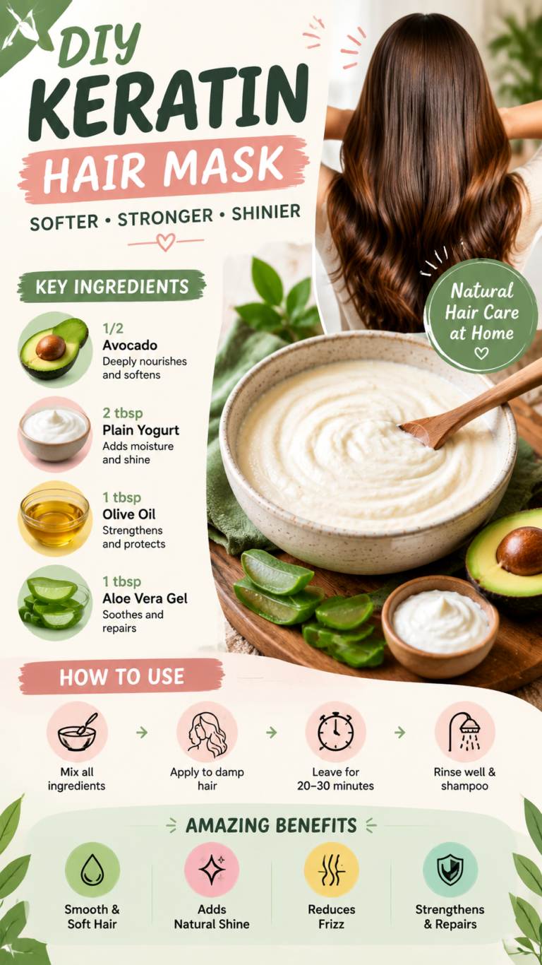 DIY Homemade Keratin Hair Mask for Smooth, Shiny, Frizz-Free Hair