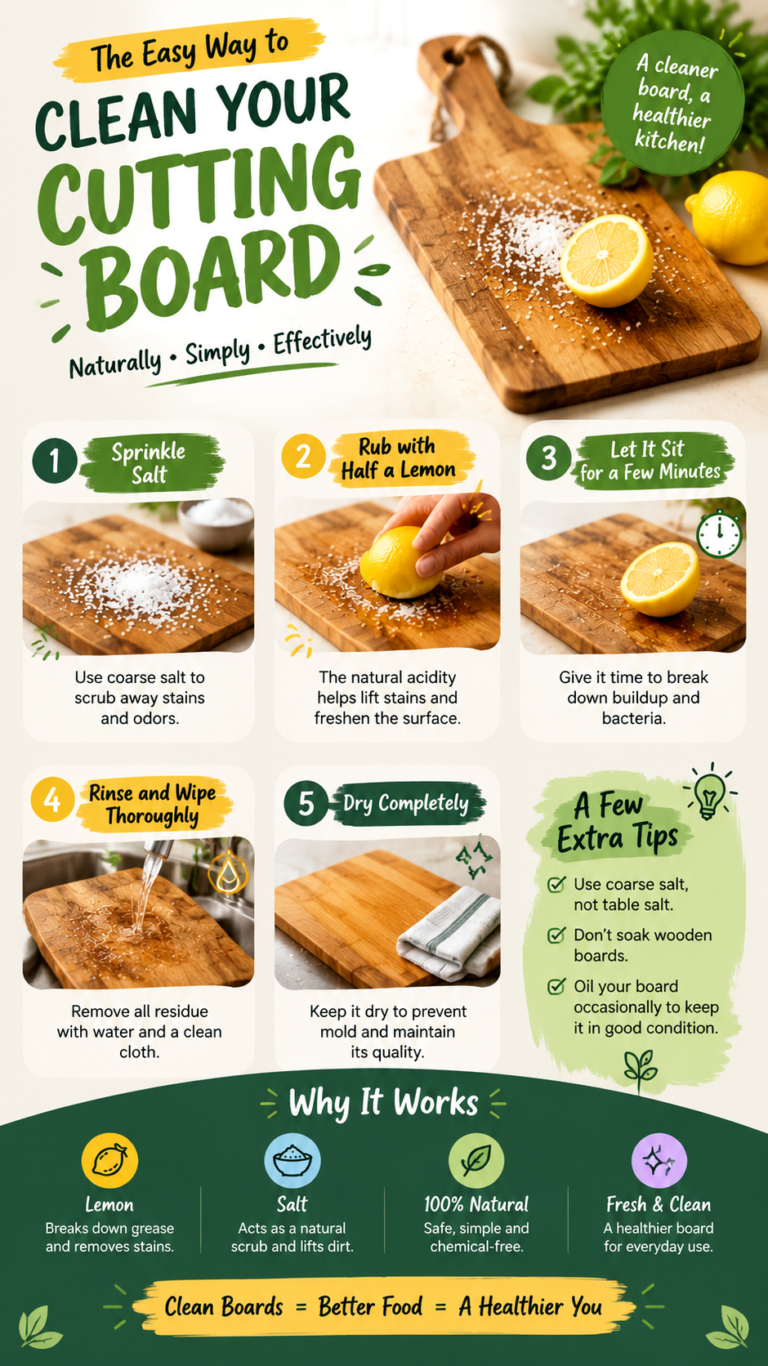 How to Clean a Wooden Cutting Board with Lemon  Salt   Remove Stains Naturally