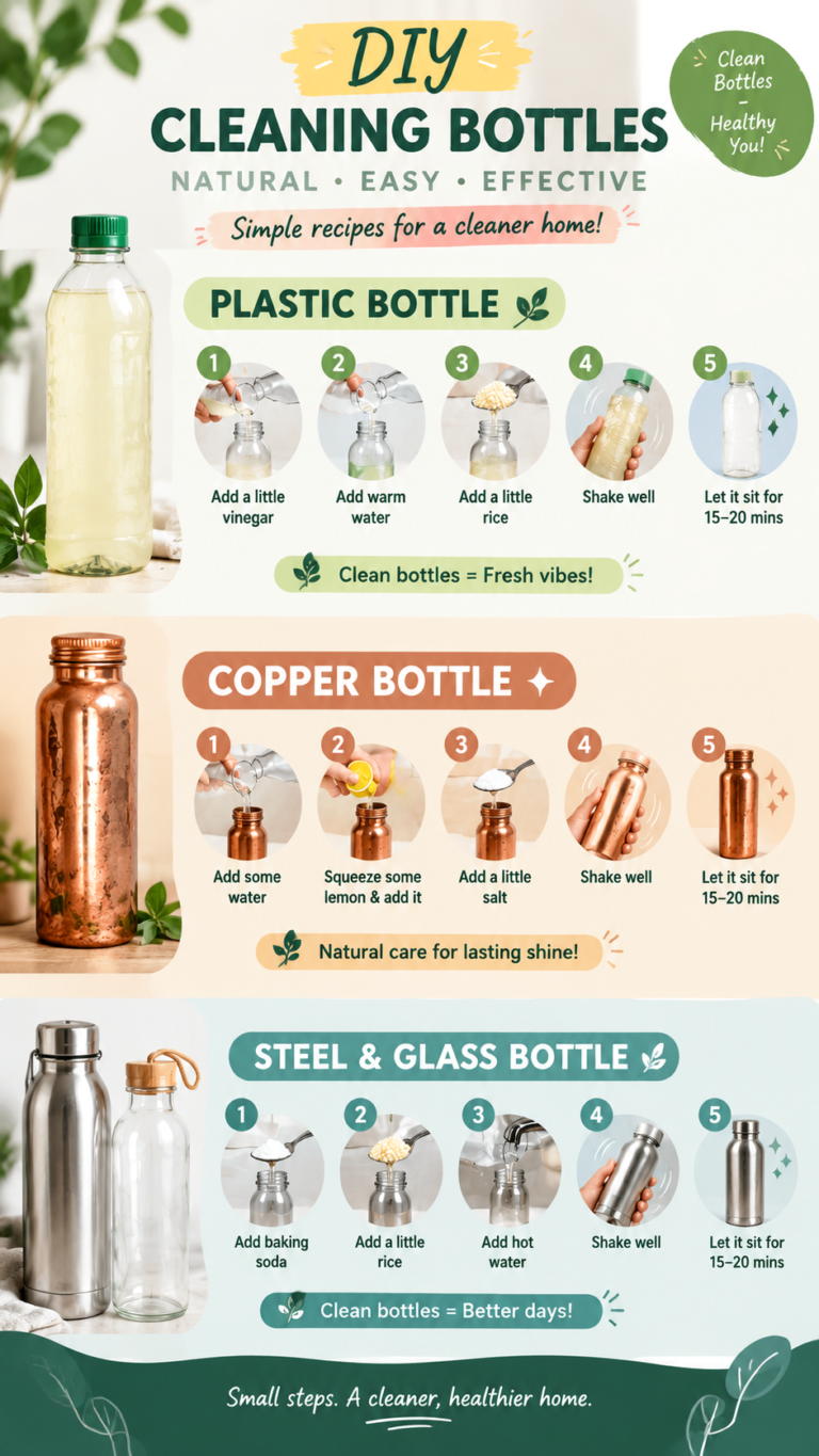 How to Clean Plastic, Copper, Steel  Glass Bottles  Easy DIY Cleaning Hacks