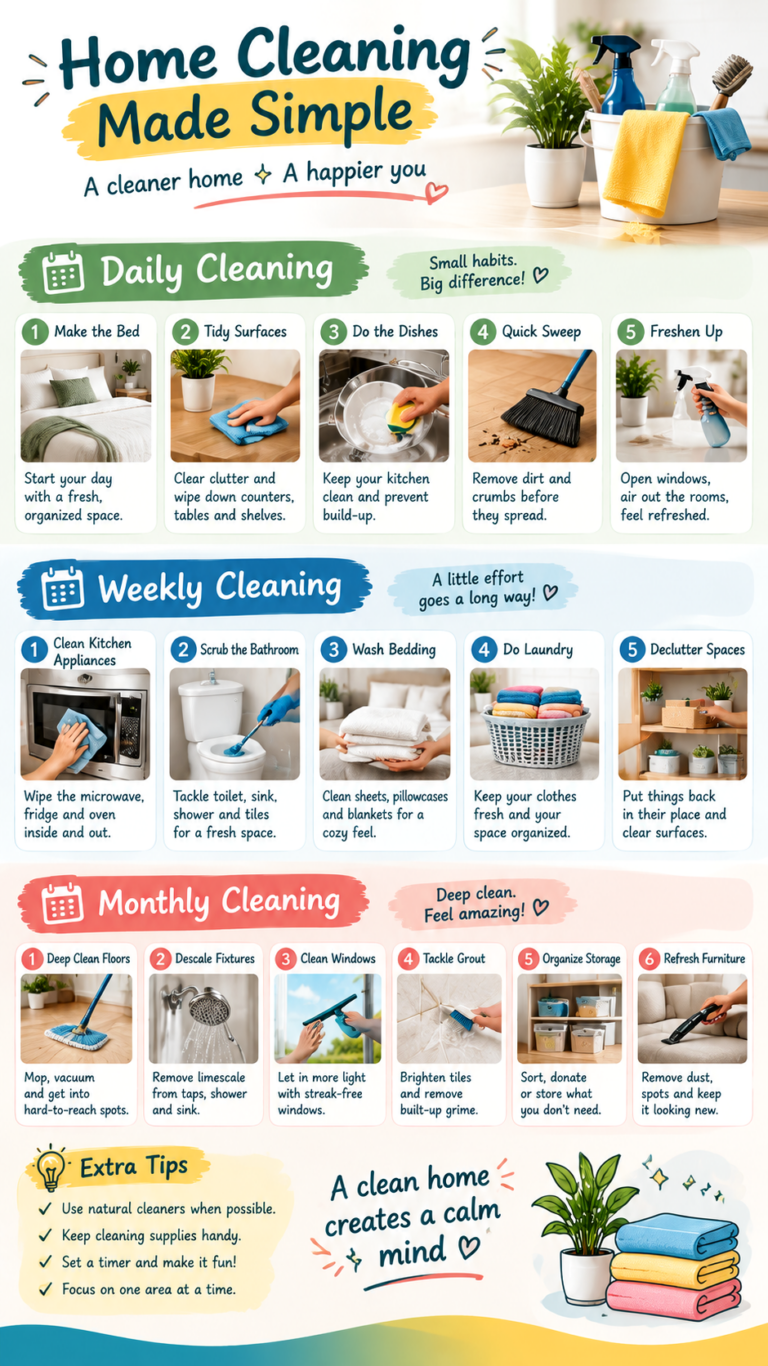 Kitchen Cleaning Checklist Daily, Weekly  Monthly Tips for a Fresh Home