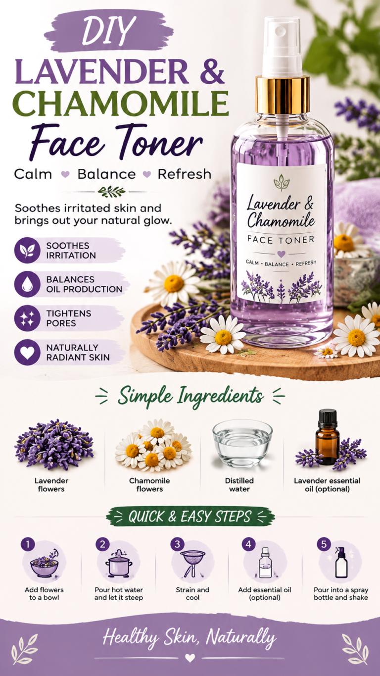 DIY Lavender  Chamomile Face Toner Recipe for Calm Glowing Skin