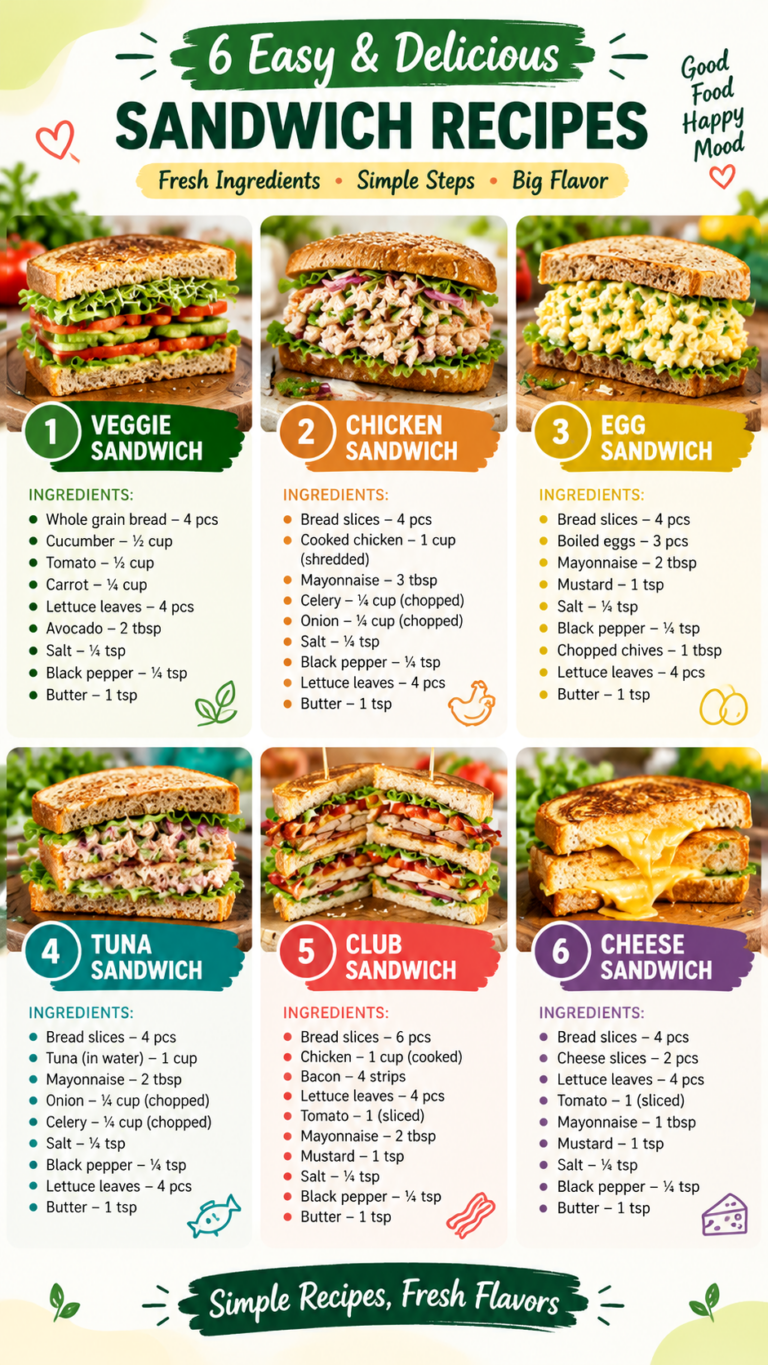 6 Delicious Sandwich Recipes for Quick, Easy and Tasty Meals