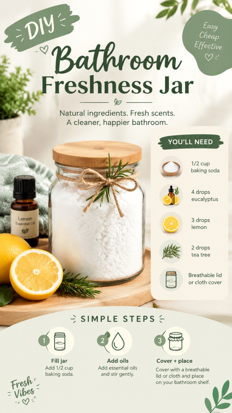 DIY Bathroom Freshness Jar Easy Baking Soda Air Freshener with Essential Oils