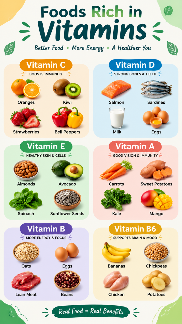 Vitamin Rich Foods Chart Best Sources of Essential Vitamins for Health