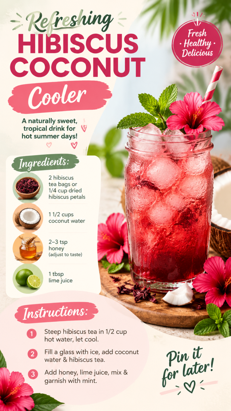 Hibiscus Coconut Cooler Recipe Refreshing Pink Summer Drink with Lime and Honey