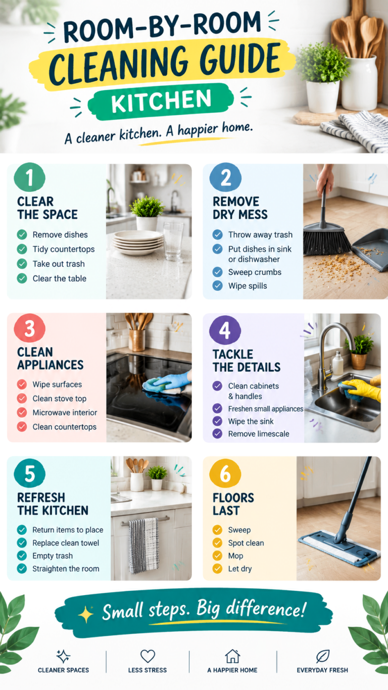 6-Step Kitchen Deep Cleaning Checklist  Room-by-Room Cleaning System