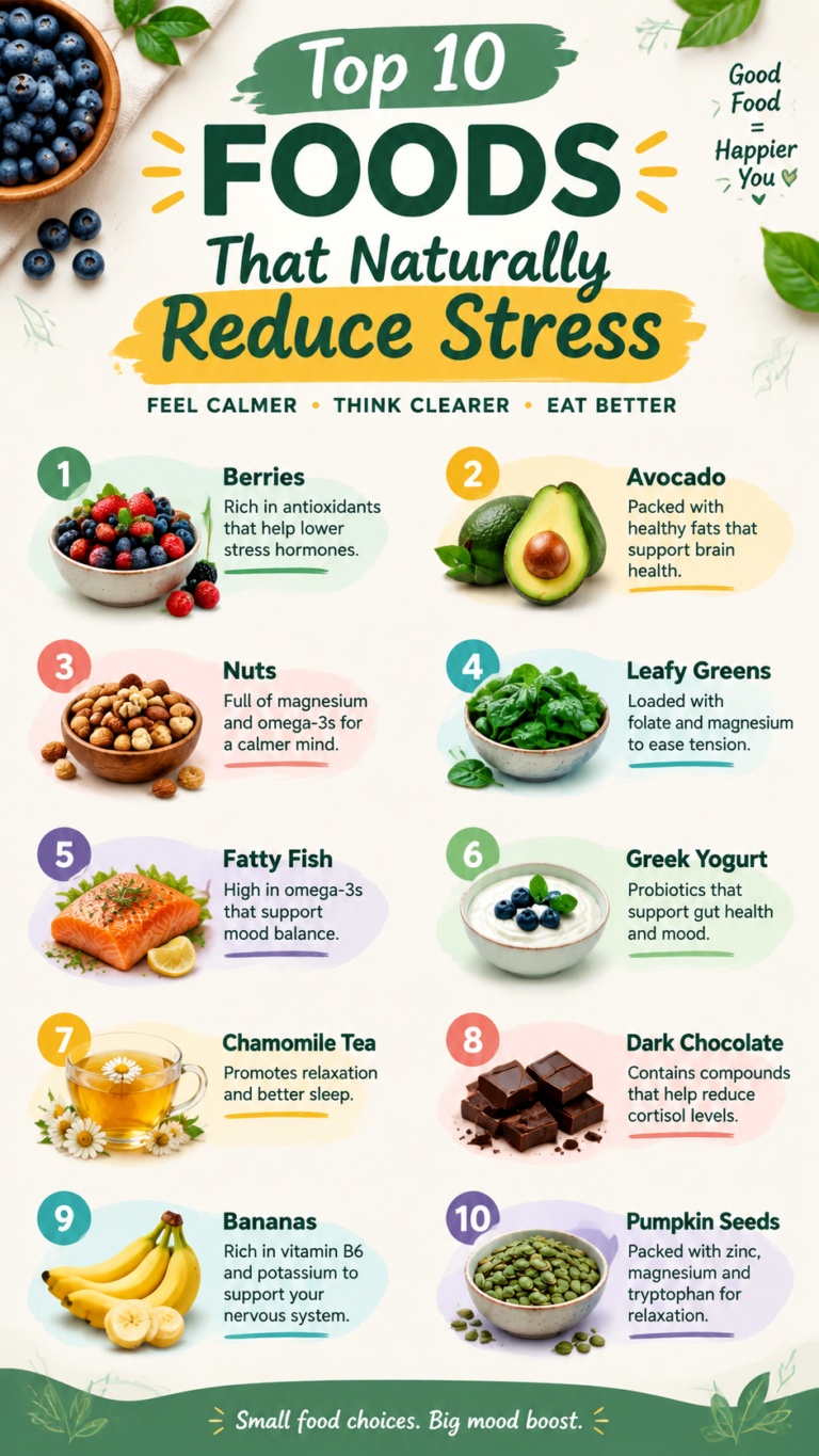 Top 10 Stress Reducing Foods  Natural Foods for Relaxation  Better Mood