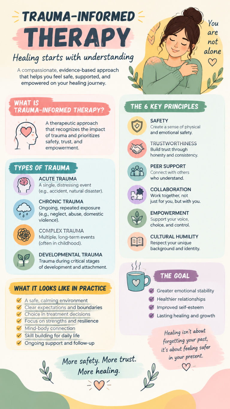 Trauma-Informed Therapy Cheat Sheet 6 Key Principles, Benefits  Core Concepts
